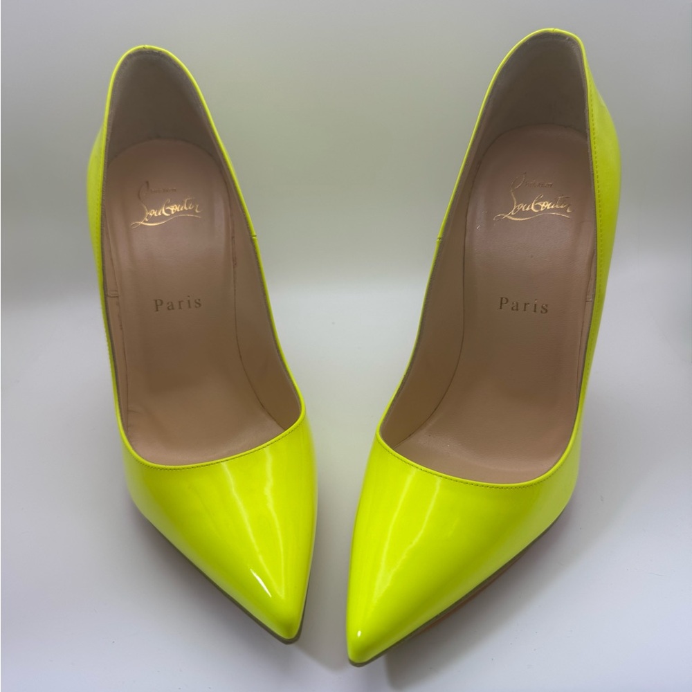 Christian Louboutin So Kate 120 neon yellow heels shoes pumps SZ 38